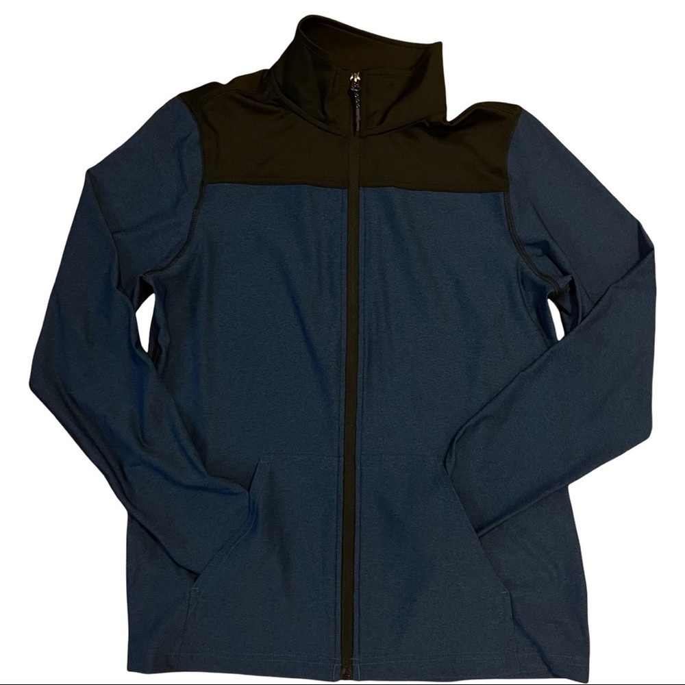Elevate Blue Black Polyester Blend Activewear Running Athletic Full Zip …